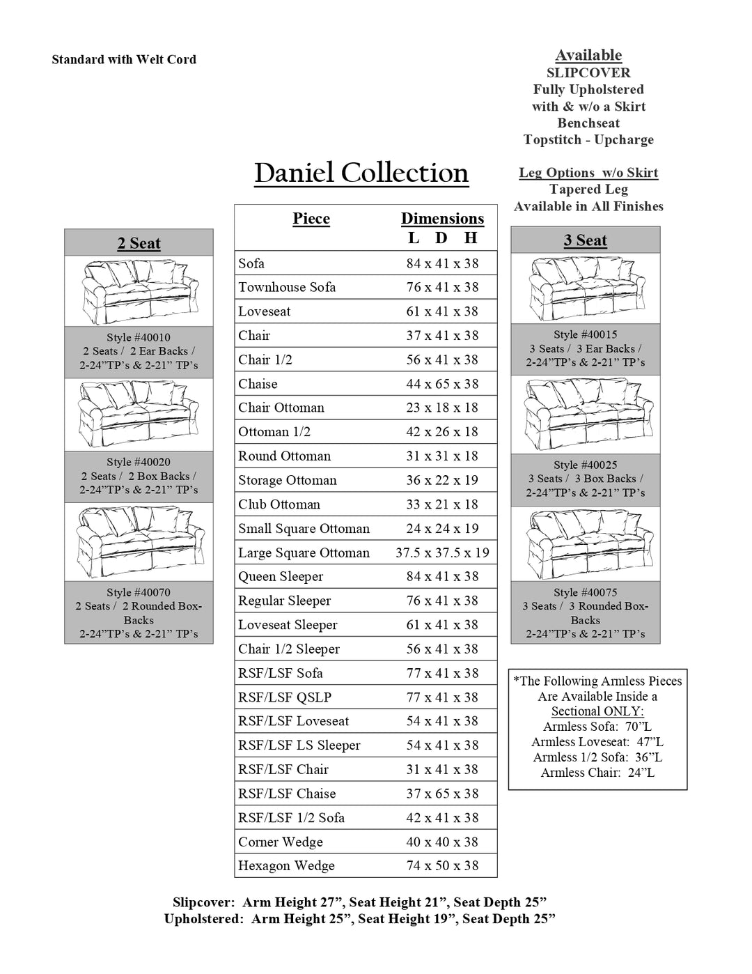 Daniel sectional Collection