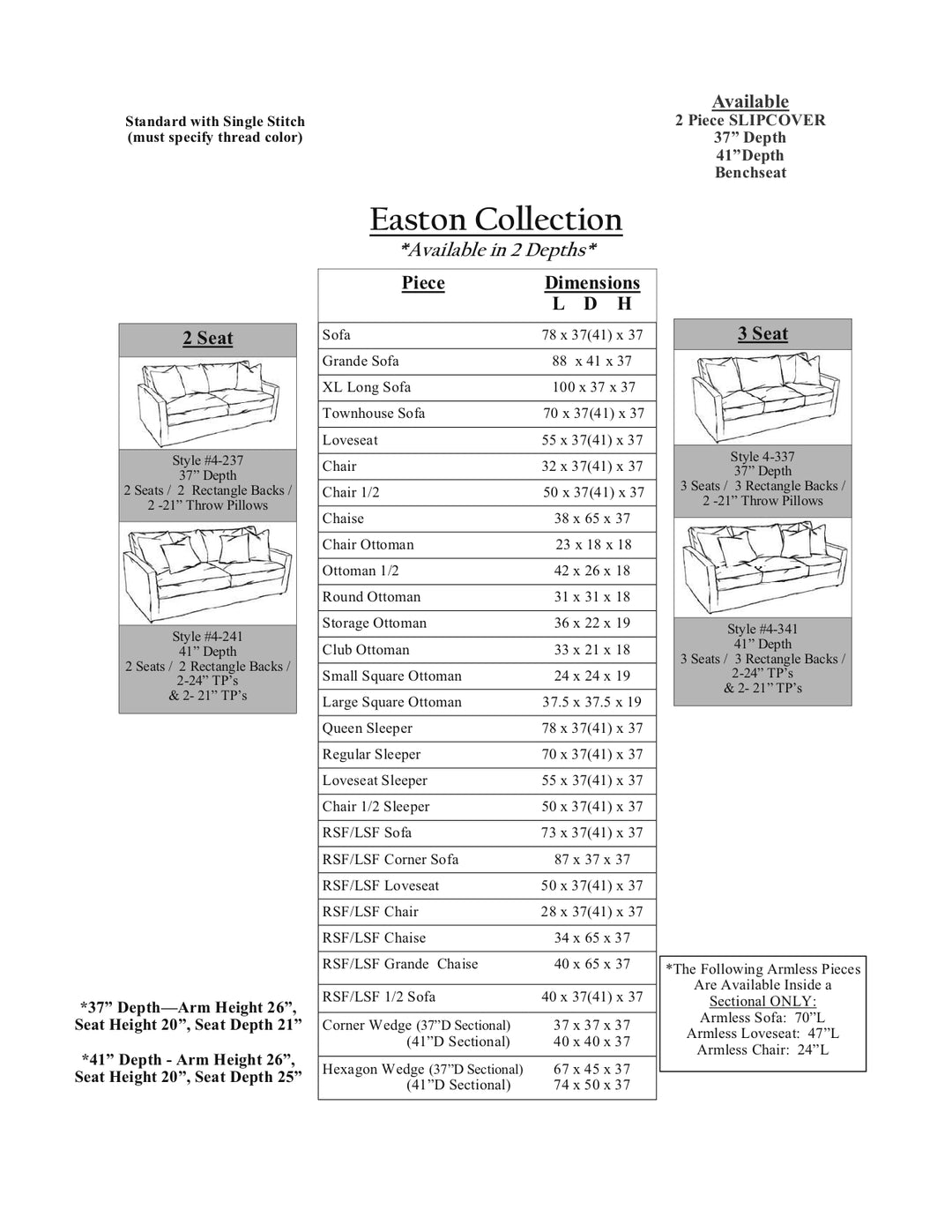 Easton 37 Loveseat Collection